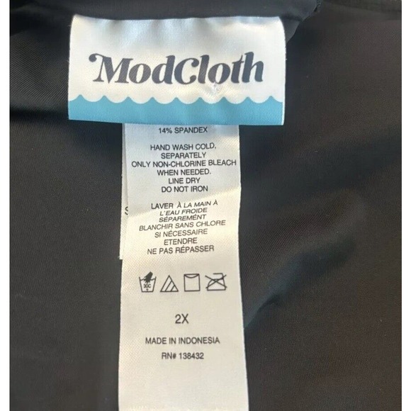 NEW MODCLOTH The Kelsie One Piece Swimsuit Floral Bathing Suit Black Teal 2X - Picture 7 of 11